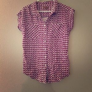 Red and white collared shirt